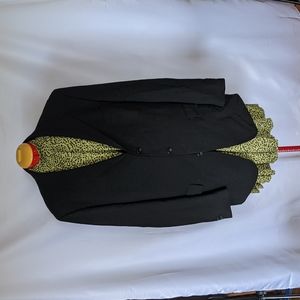 Handsome Mens Black Suit Jacket 100% Wool Size XL ? See Measure